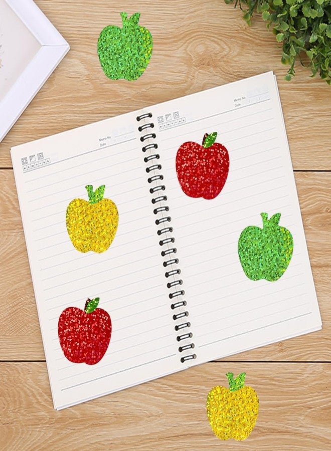 RUPOFUZA 500Pcs Back to School Apples Stickers Roll 1.5in Laser Apples Sparkly 3 Colors Holographic Waterproof Decals Self-Adhesive Stickers for Envelope Scrapbook Decor First Day of School Party Supplies - Image 5